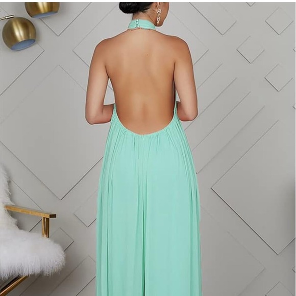 Wide leg Chiffon romper w/pockets - Picture 4 of 5